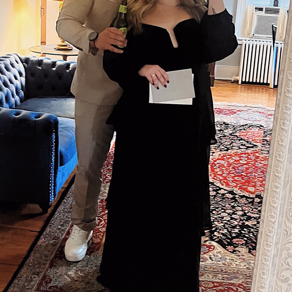 Lulus long sleeve black tiered maxi dress